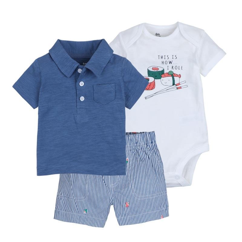 2022 Summer New Cotton Baby Boy Clothes Spring Newborn Baby Boy Clothing Sets 3pcs Short Sleeve Cartoon Suit 0-24m Kids Infants