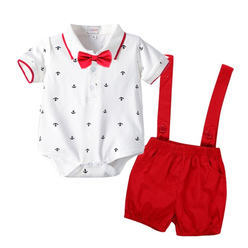 Children's Boys Newborn Baby Clothes Set 2pcs Kids Button up Top Shirt +Overalls 2PCS Outfits Summer baby Clothing Gentleman Set