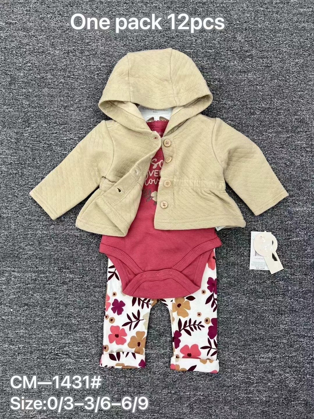 Latest Design Newborn Vest Hooded Comfortable 3-Piece Sets Children Long Sleeve Cotton Soft Sets Baby Cute Print Sets