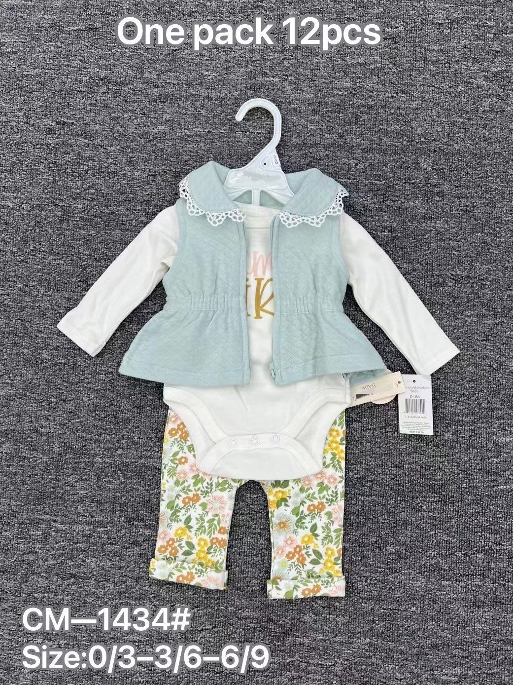 Latest Design Newborn Vest Hooded Comfortable 3-Piece Sets Children Long Sleeve Cotton Soft Sets Baby Cute Print Sets