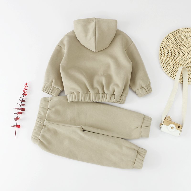 High Quality Custom Color Winter Wear Children Hoodies And Pants With Elastic Waist Clothing Set For Babies