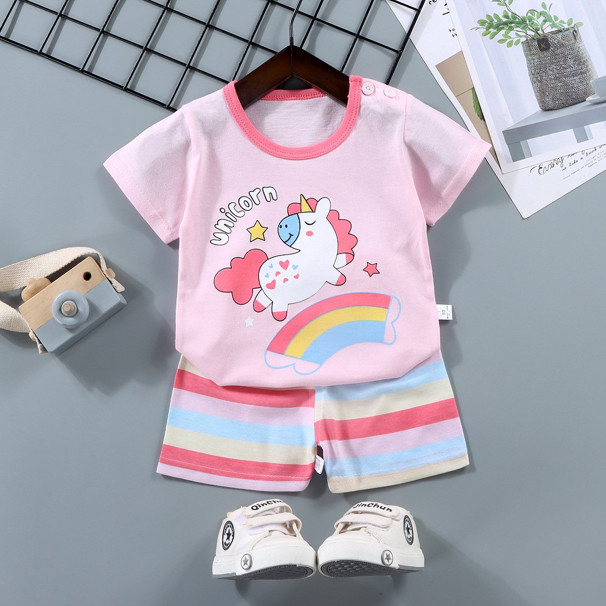 Multi-style Children's Short Sleeve Set Cotton Boys T-Shirt Summer Kids Girls Shorts Baby Clothing