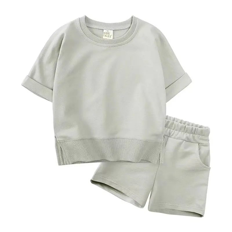 OEM Custom Children's Clothing Boys Oversize Tshirt 100% Cotton Summer Short Sleeve Kids Causal Sets Print and Embroidery Sets