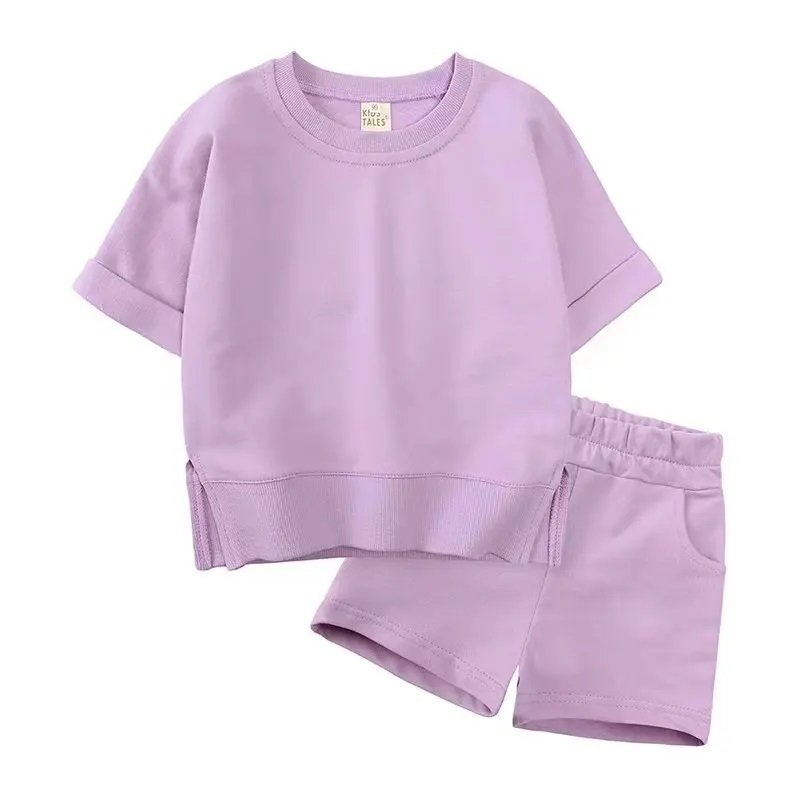 OEM Custom Children's Clothing Boys Oversize Tshirt 100% Cotton Summer Short Sleeve Kids Causal Sets Print and Embroidery Sets