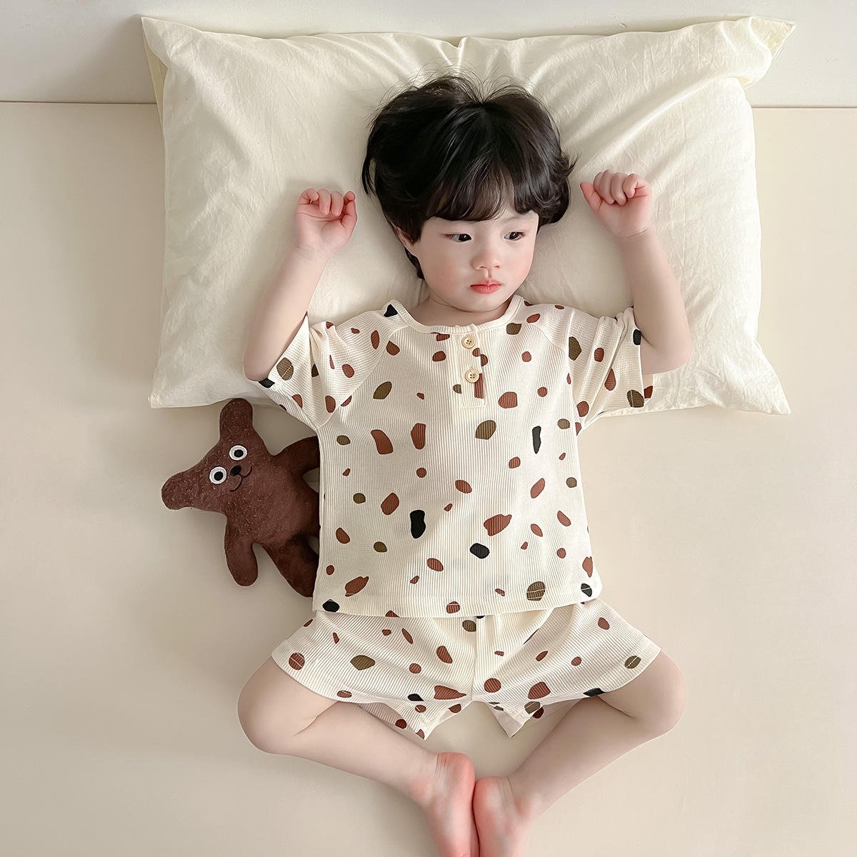 2024 Summer New Kids Clothes Children's Gauze Short Sleeve Shorts Set Bear Home Wear Suit Girls Pajamas boys clothing sets