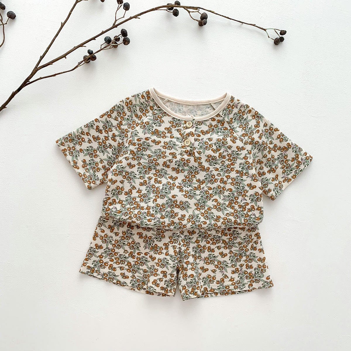 2024 Summer New Kids Clothes Children's Gauze Short Sleeve Shorts Set Bear Home Wear Suit Girls Pajamas boys clothing sets