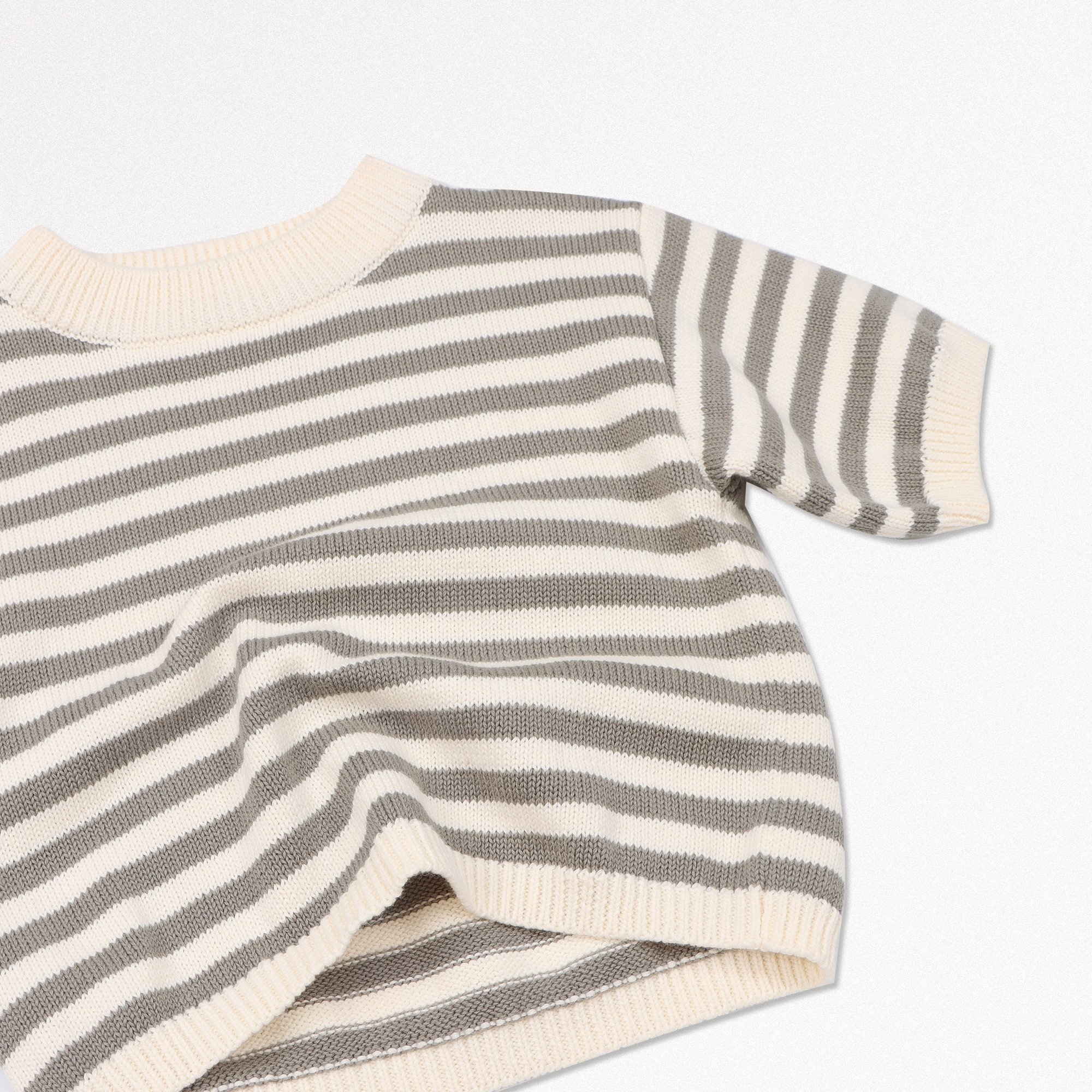 Baby Sweaters Dropped Shoulder Baby Boys Clothing Set 100% Cotton Knitted Sweater Shorts Sleeves Striped Kids Clothes Set