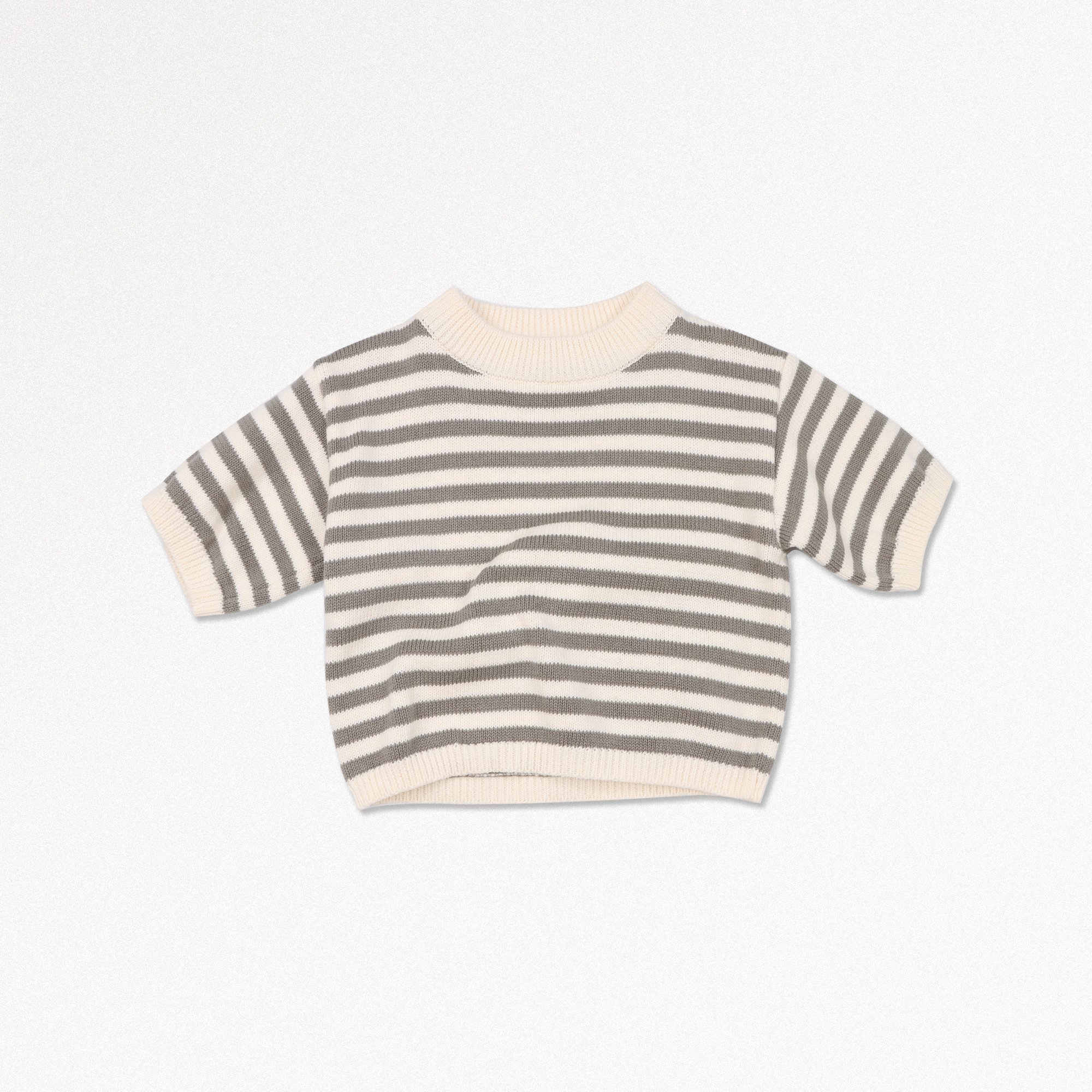 Baby Sweaters Dropped Shoulder Baby Boys Clothing Set 100% Cotton Knitted Sweater Shorts Sleeves Striped Kids Clothes Set