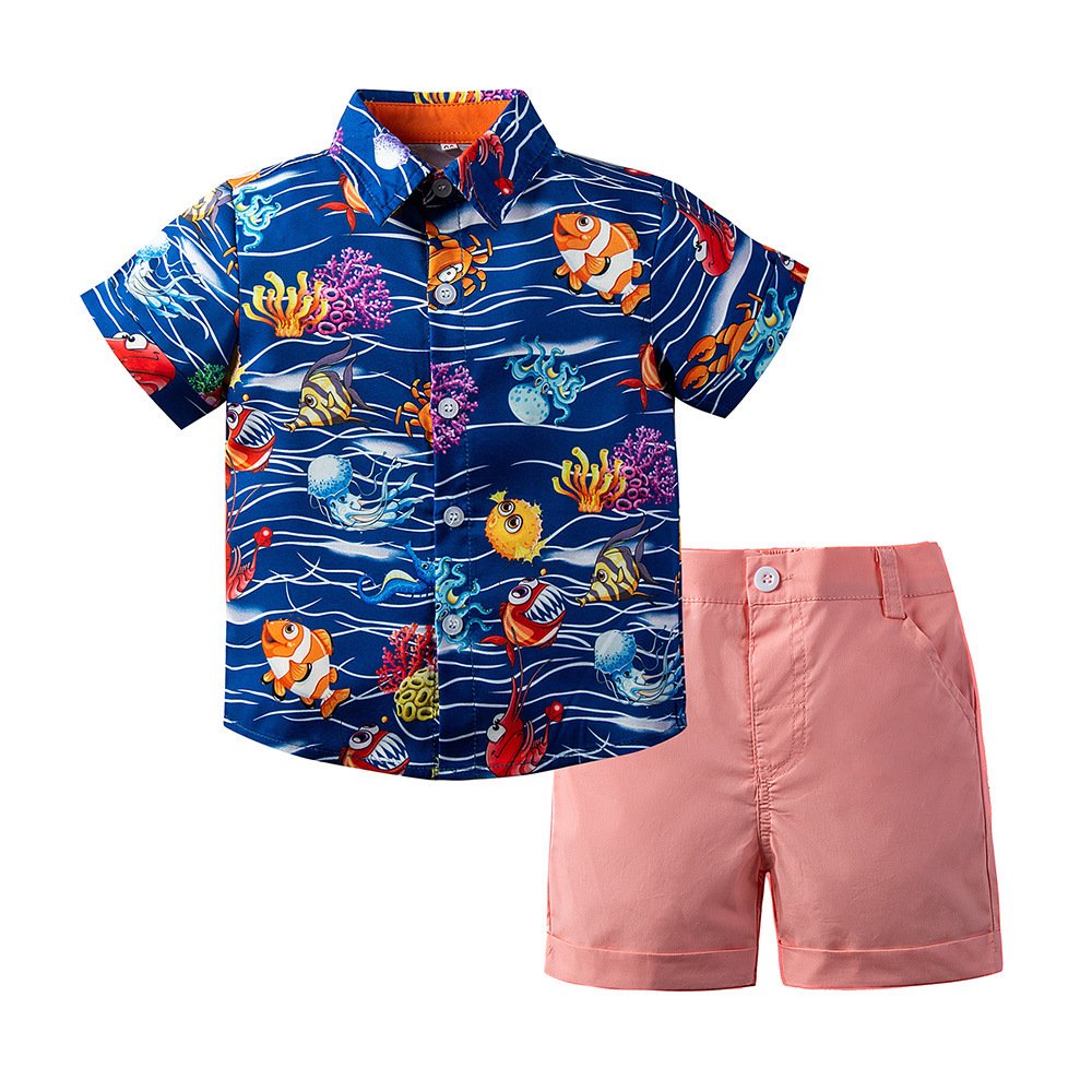 2024 Boys Gentlemen's Clothing Summer Short Sleeve Top Bib Shorts Tie 4-piece Set Kid Outfits Cotton Toddler Boys Clothing Set