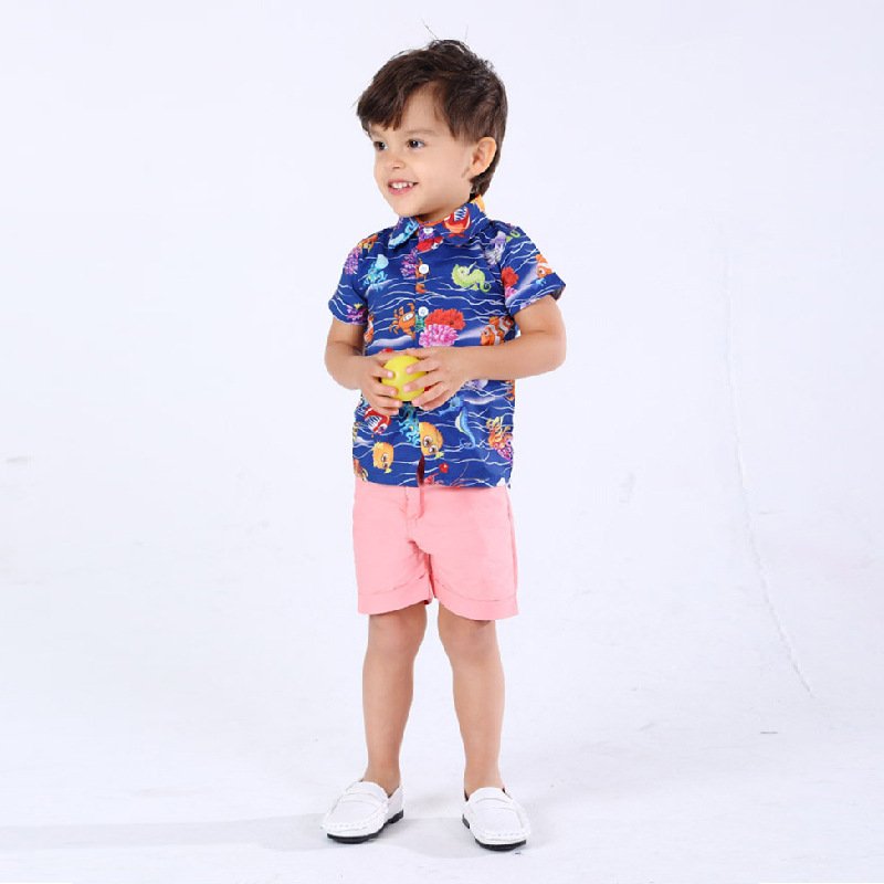 2024 Boys Gentlemen's Clothing Summer Short Sleeve Top Bib Shorts Tie 4-piece Set Kid Outfits Cotton Toddler Boys Clothing Set