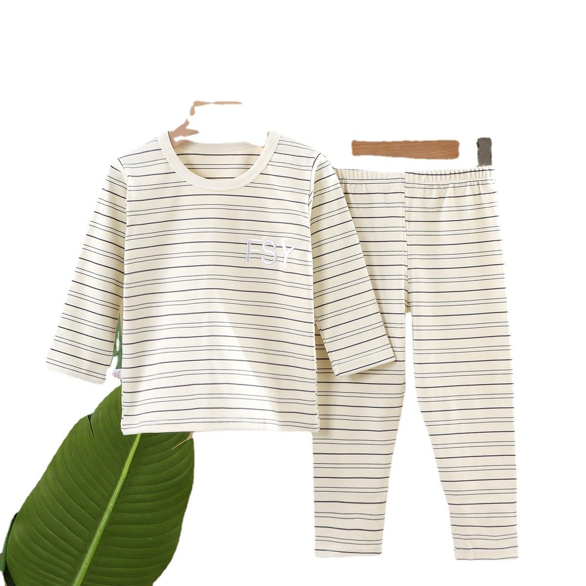 Children's clothing children's plush warm striped home suit set