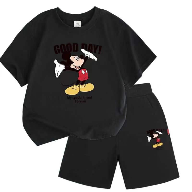 2023 New Arrival Summer Casual Boys Clothing Set 2 Pieces Short Sleeve Cartoon Printed T- shirt + Shorts Clothing Set For Kids