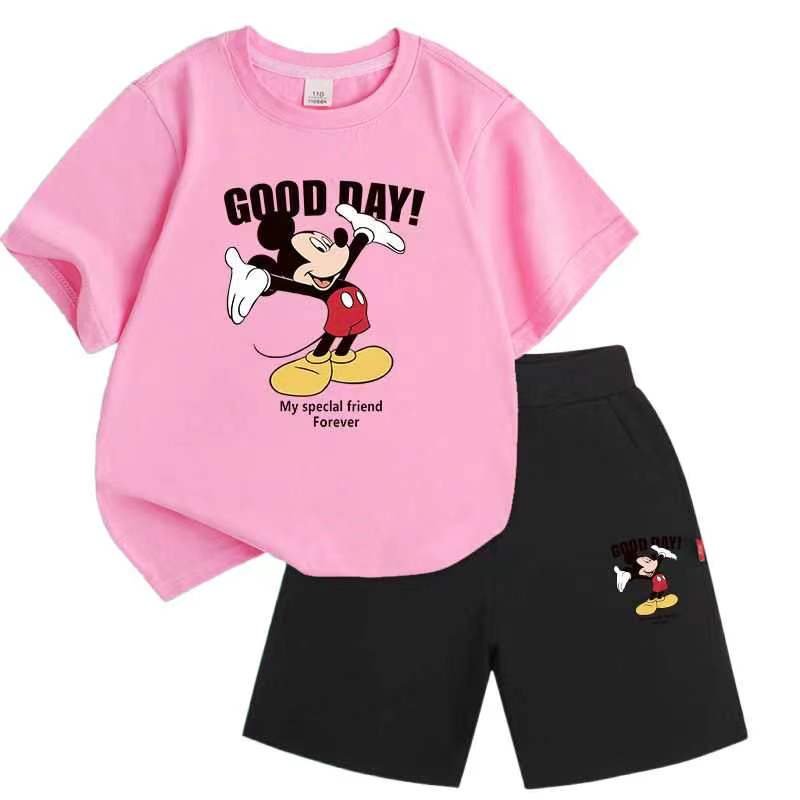 2023 New Arrival Summer Casual Boys Clothing Set 2 Pieces Short Sleeve Cartoon Printed T- shirt + Shorts Clothing Set For Kids