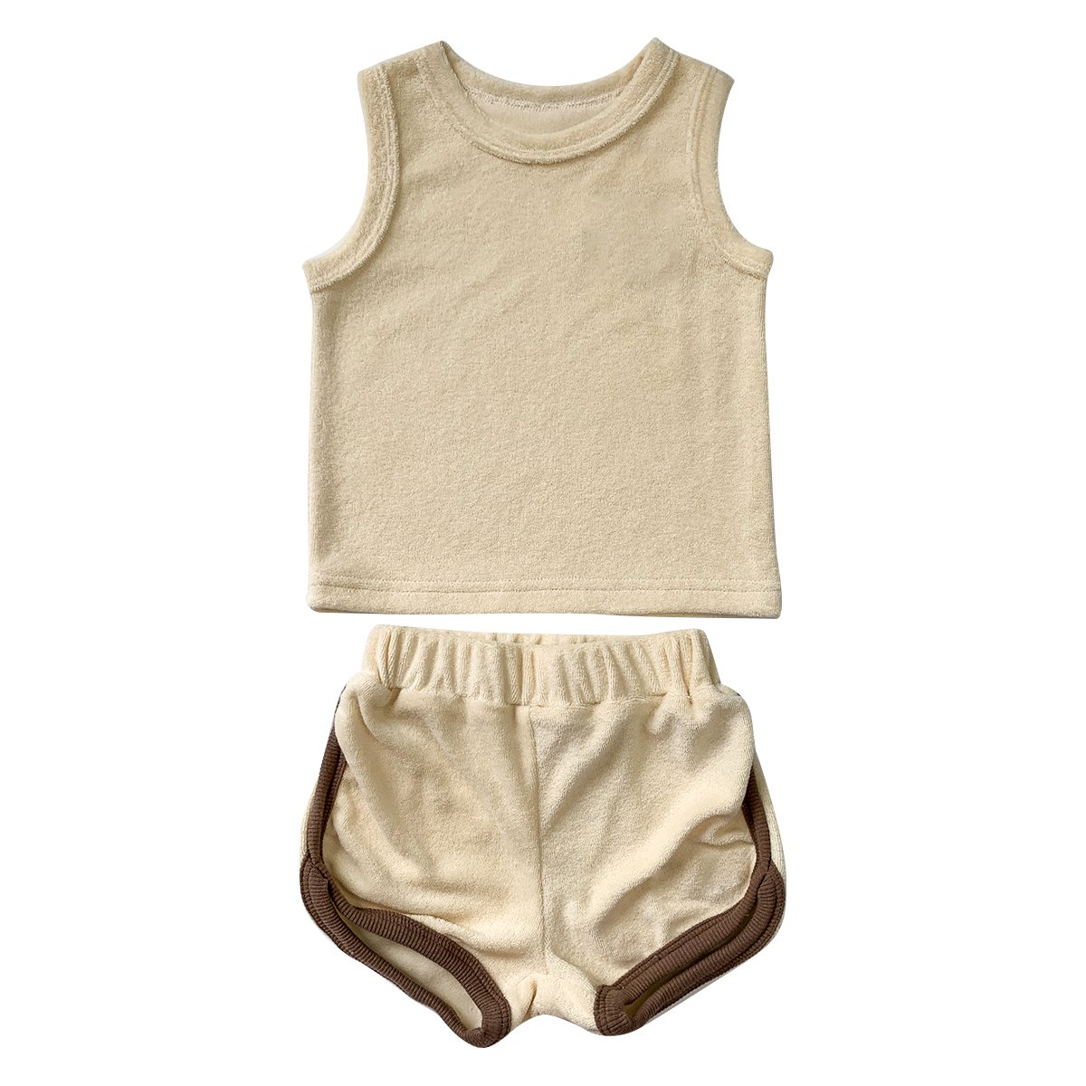 Baby kids terry toweling tank top and shorts sets boys girls unisex summer vibe clothing outfit