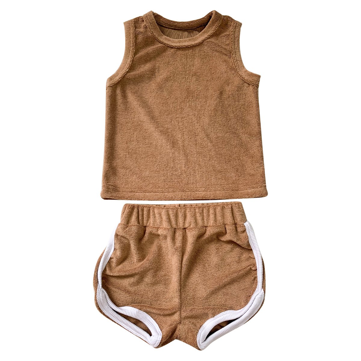 Baby kids terry toweling tank top and shorts sets boys girls unisex summer vibe clothing outfit