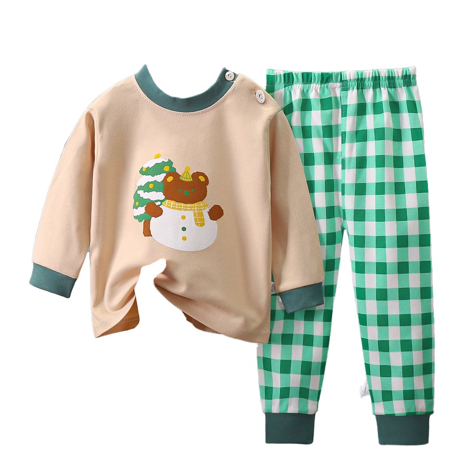 2024 boutique christmas Fall Pajamas cotton Children's Home Suit striped Girls Baby Sleep Wear