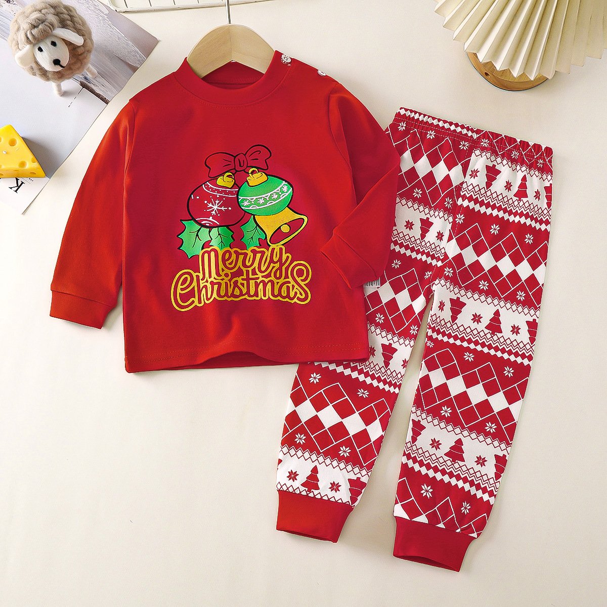 2024 boutique christmas Fall Pajamas cotton Children's Home Suit striped Girls Baby Sleep Wear