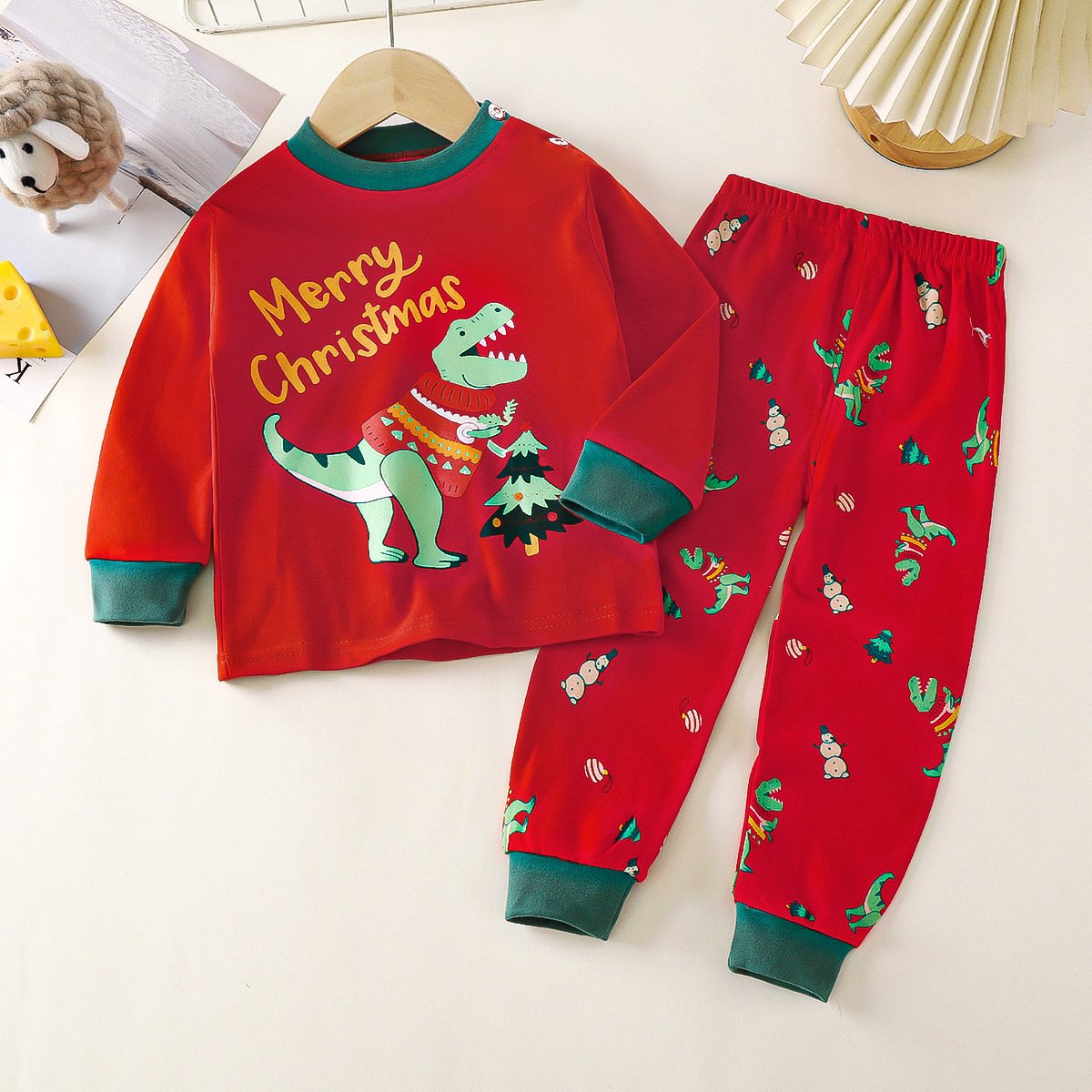 2024 boutique christmas Fall Pajamas cotton Children's Home Suit striped Girls Baby Sleep Wear