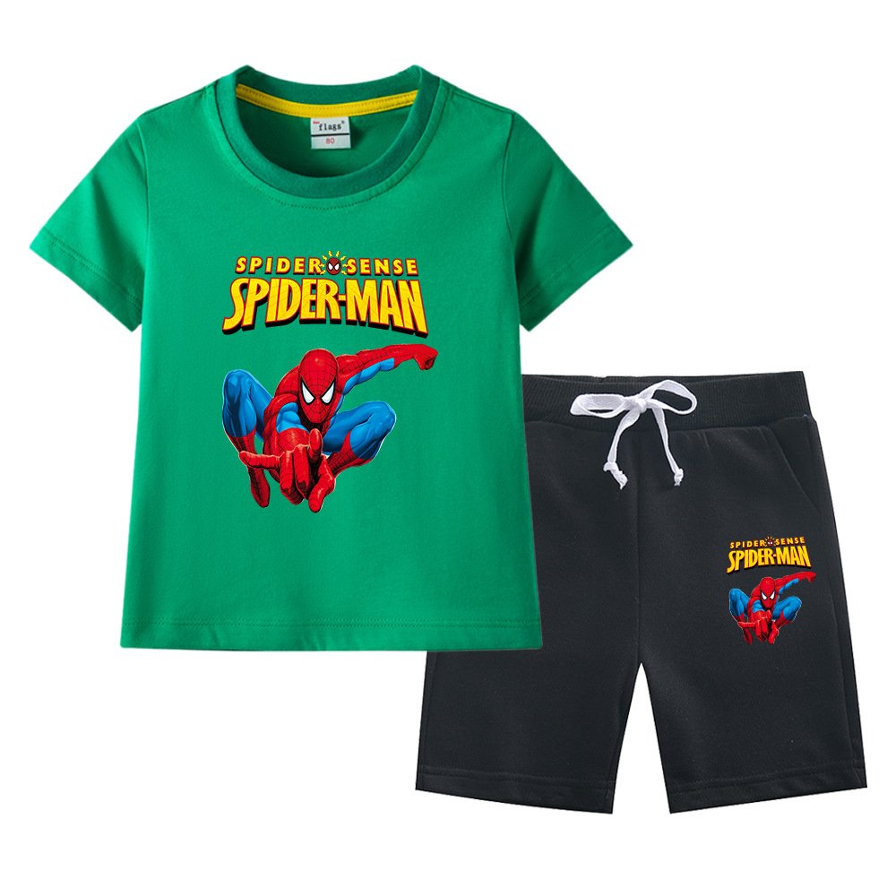 2024 New Spider-Man Boys' Casual Summer Suit Cotton Short Sleeve T-Shirt & Pants Children's Clothing
