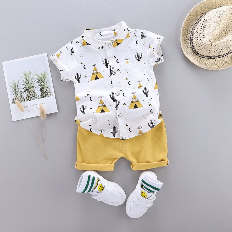 Casual Printed Cotton Baby Boys Clothing Set Summer Short Sleeve 2Pcs ODM Supply Toddler Boy clothes set