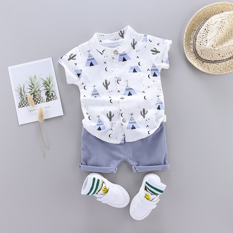 Casual Printed Cotton Baby Boys Clothing Set Summer Short Sleeve 2Pcs ODM Supply Toddler Boy clothes set