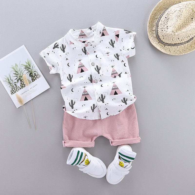 Casual Printed Cotton Baby Boys Clothing Set Summer Short Sleeve 2Pcs ODM Supply Toddler Boy clothes set