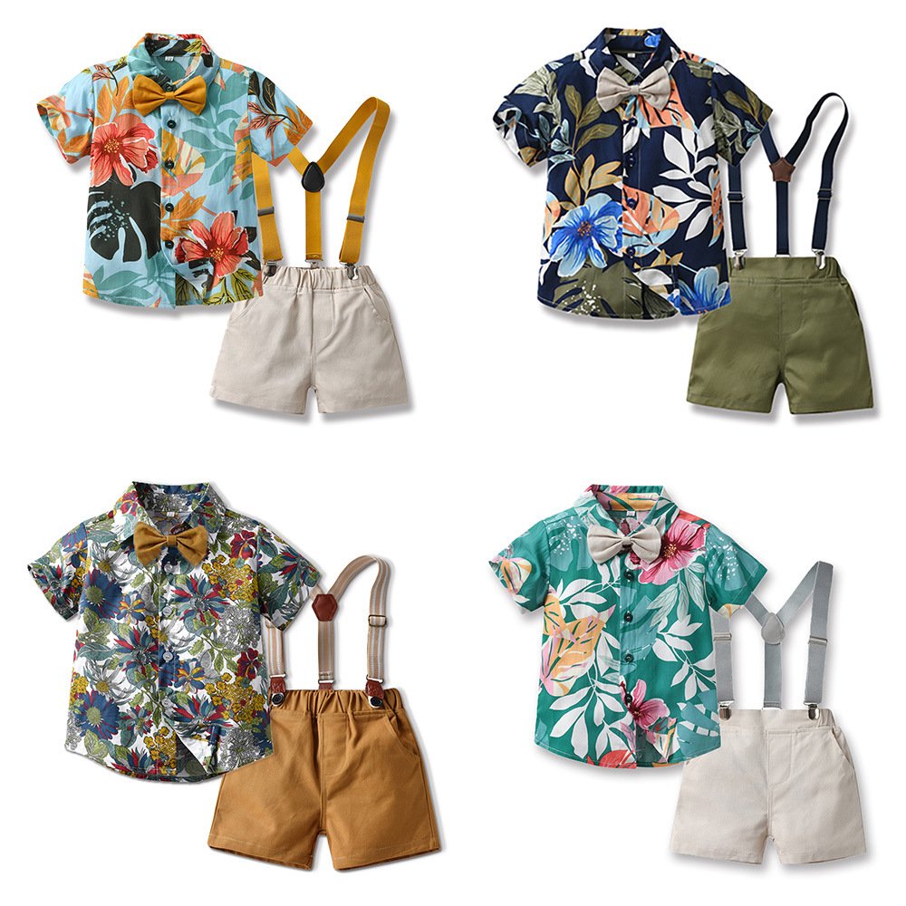 2024 Wholesale high-quality Summer Vacation Kids Wear Good style Baby Short Sleeve clothing shirt boy boutique sets
