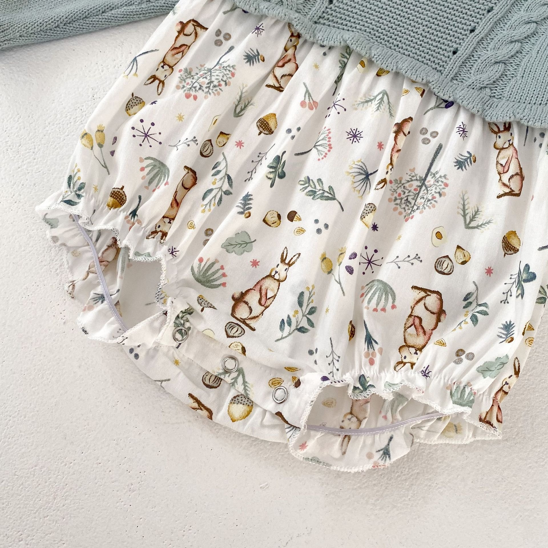 Engepapa fall newborn knit patchwork dress infant print long sleeve romper baby girls floral clothes