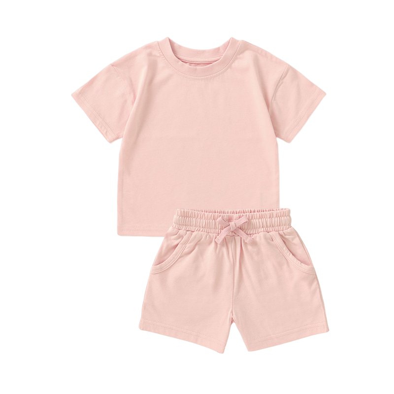 New Organic Cotton Short Sleeve Top and Pants Baby Girls Suit Boys Summer Clothes Set