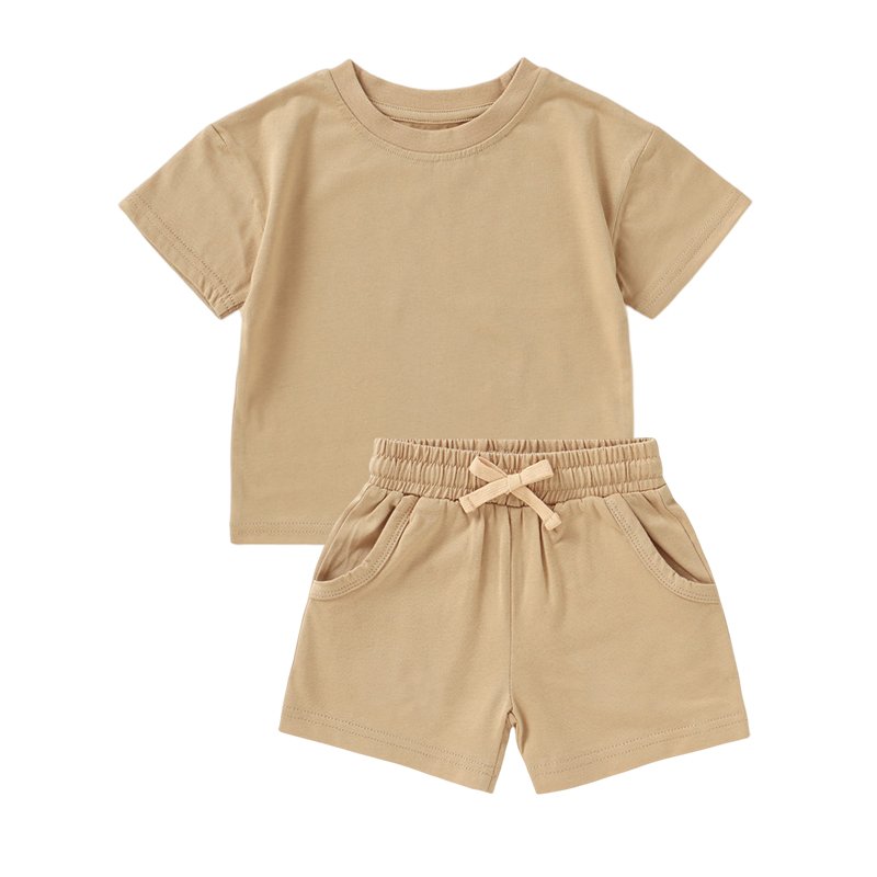 New Organic Cotton Short Sleeve Top and Pants Baby Girls Suit Boys Summer Clothes Set