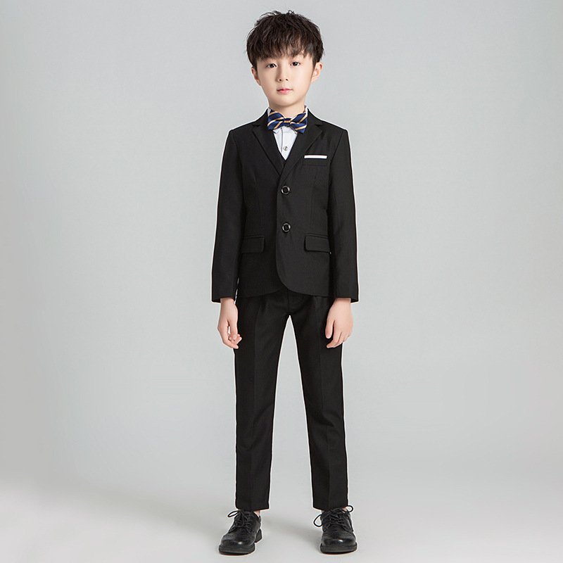 Children's suit spring and autumn boys solid color suit flower child dress set piano runway performance clothes