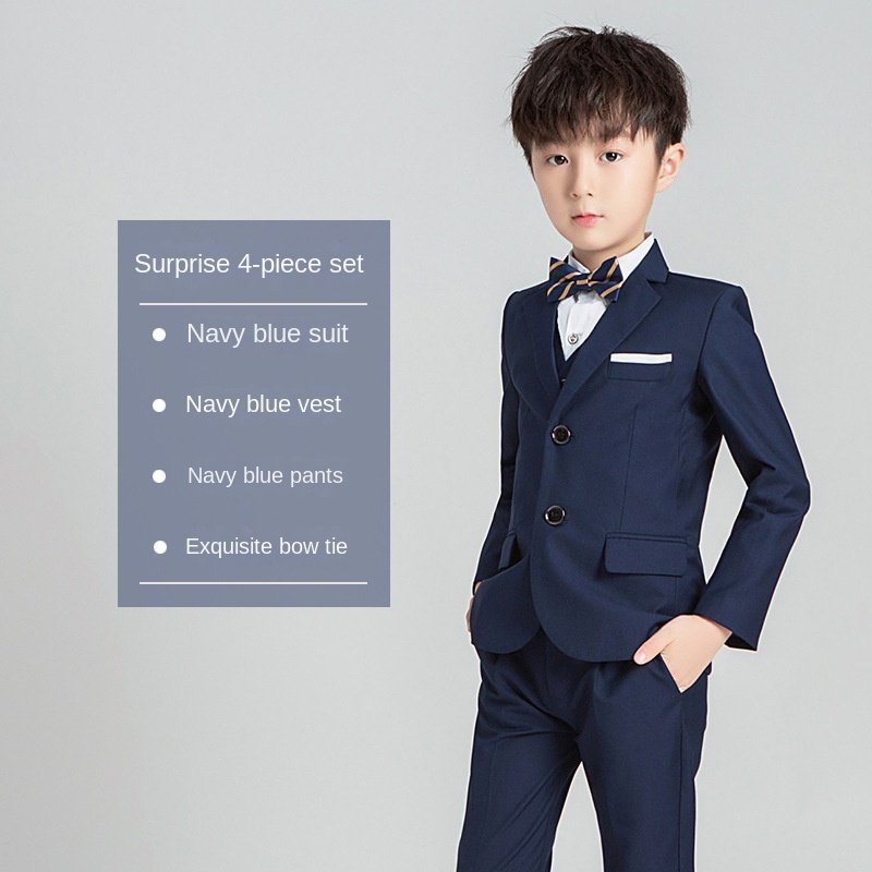 Children's suit spring and autumn boys solid color suit flower child dress set piano runway performance clothes
