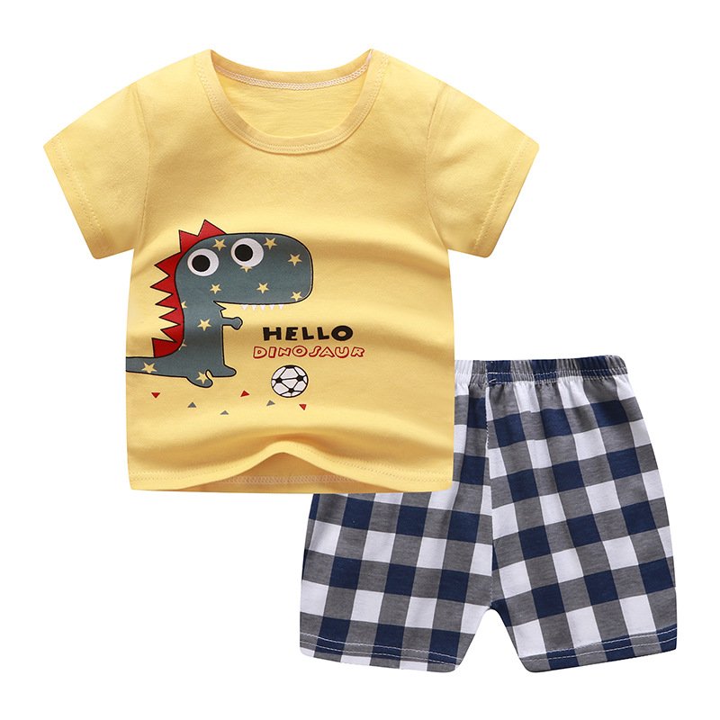 Wholesale baby boy clothes 2pcs set toddler summer baby boy t shirt strap shorts boys boutique outfits