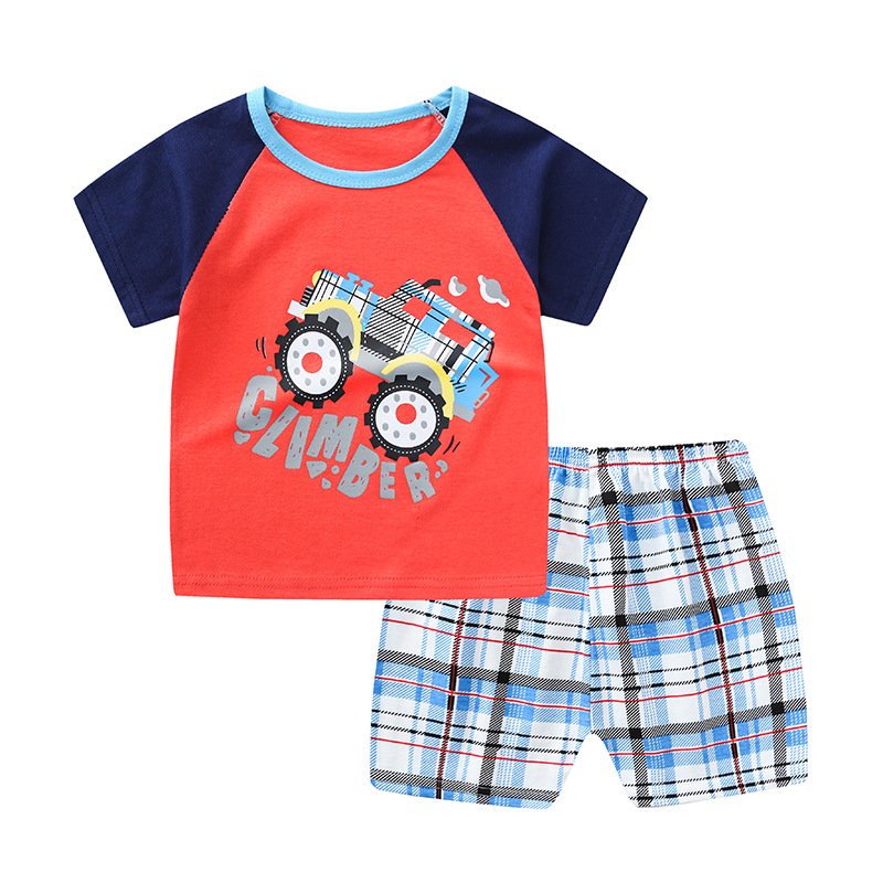 Wholesale baby boy clothes 2pcs set toddler summer baby boy t shirt strap shorts boys boutique outfits