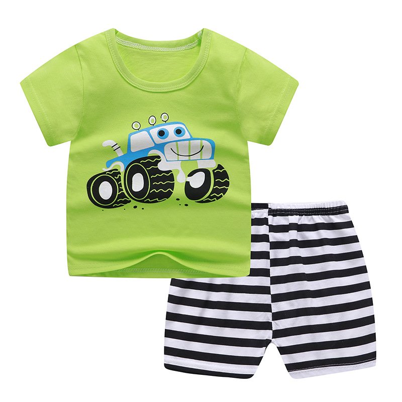 Wholesale baby boy clothes 2pcs set toddler summer baby boy t shirt strap shorts boys boutique outfits