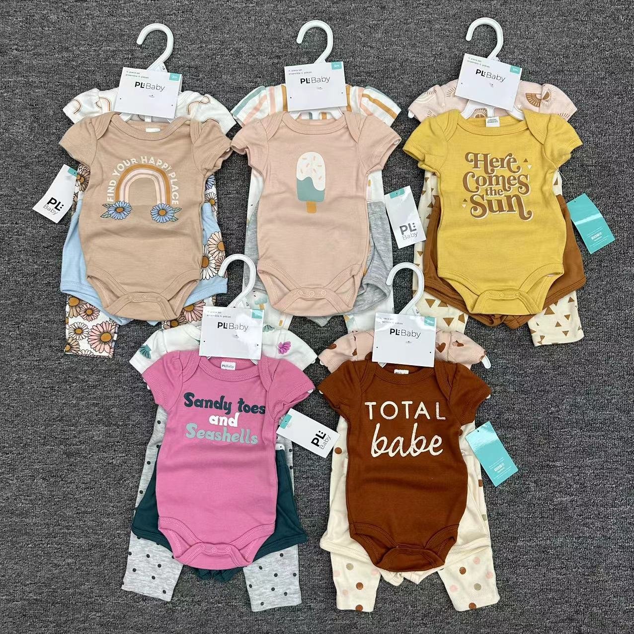 Hongbo Hot Sale new born pack of rompers 4 pieces newborn girl clothes bundles customized baby girls and boys clothing set
