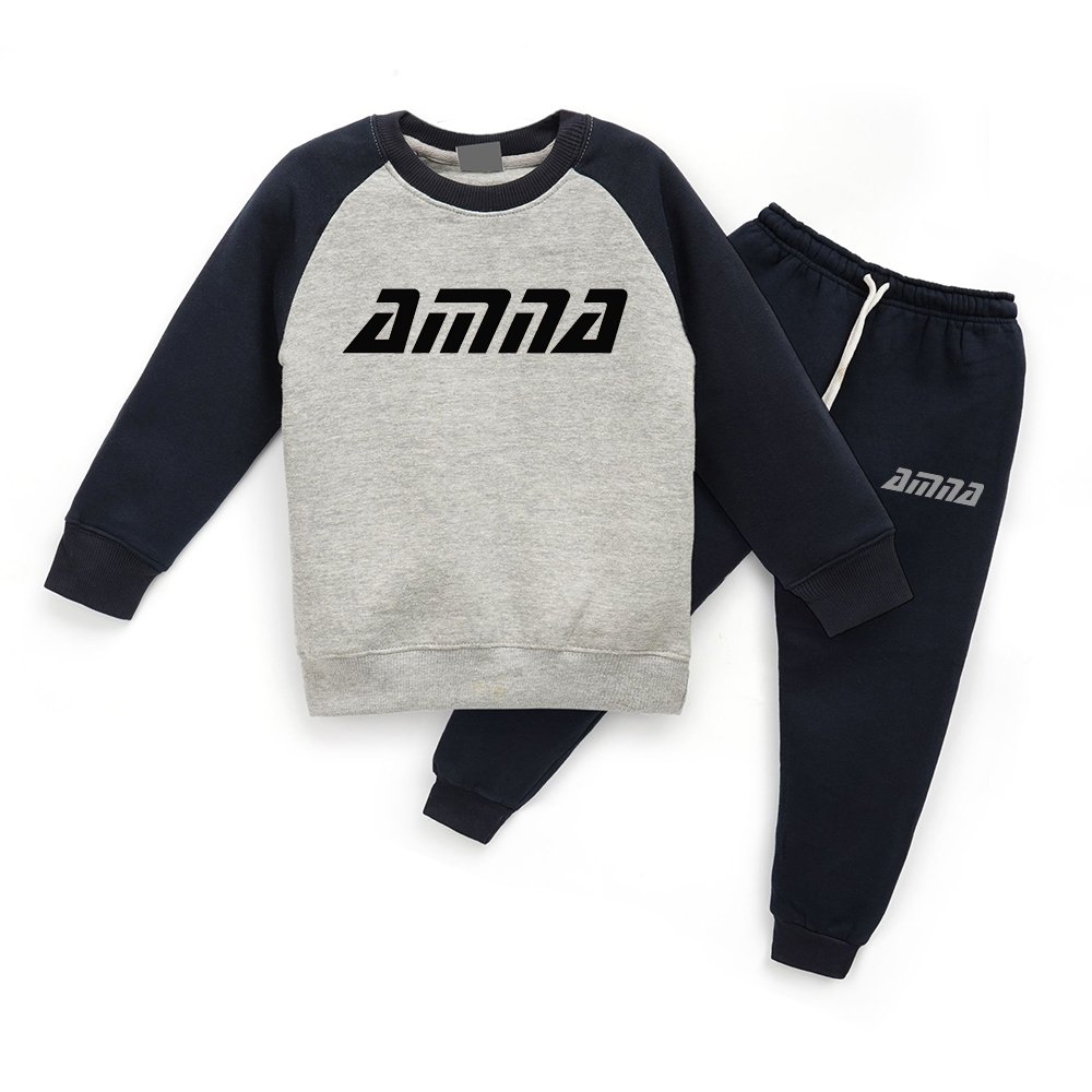 100% Cotton Fleece Kids Tracksuits Panel Work Sweatshirt With Durable Sweatpants Made in Pakistan