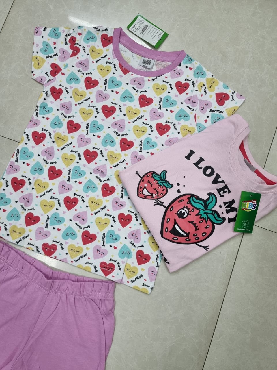 Leftover Garments Surplus Branded Labels Soft Short Sleeve Casual T Shirts Baby Kids Boys Girls Bangladesh StockLot Short Set