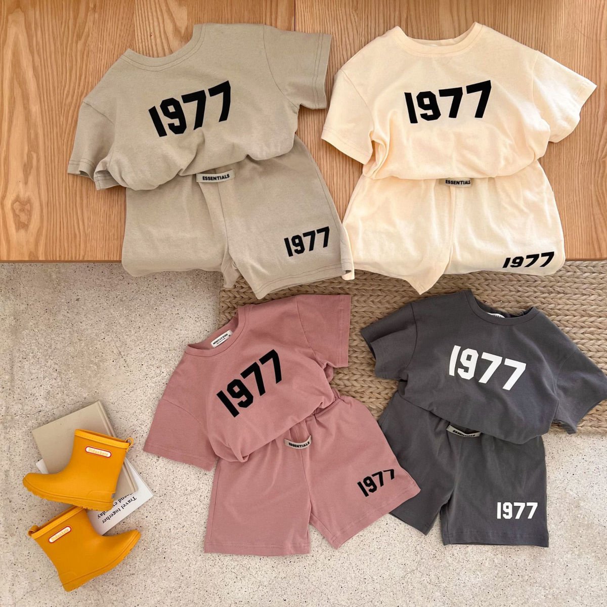 Baby Girl Boy Clothes Set 12-18 Months 1977 Short Sleeve Tshirt+Short 2 Piece Child Outfits Summer Sets for Kids