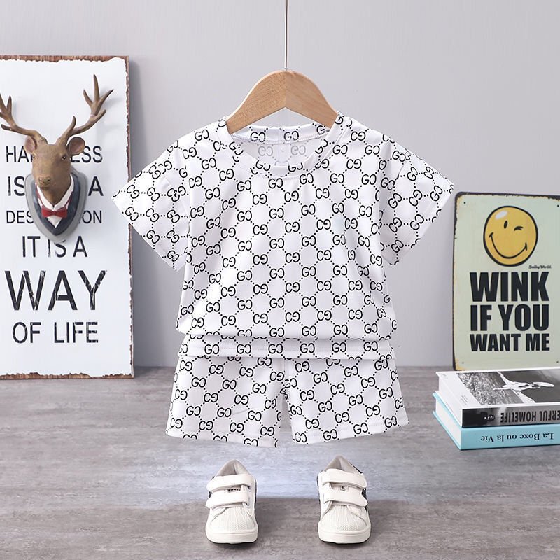Summer children's suit boy foreign style casual T-shirt Korean version baby daily short-sleeved clothing Cute cartoon costumes