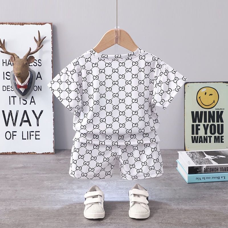 Summer children's suit boy foreign style casual T-shirt Korean version baby daily short-sleeved clothing Cute cartoon costumes