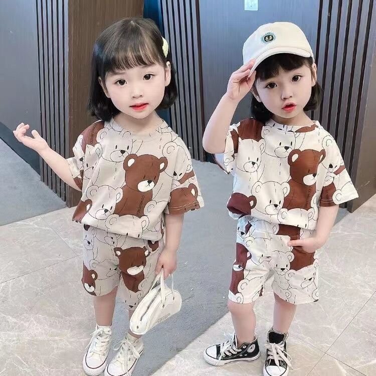 Summer children's suit boy foreign style casual T-shirt Korean version baby daily short-sleeved clothing Cute cartoon costumes
