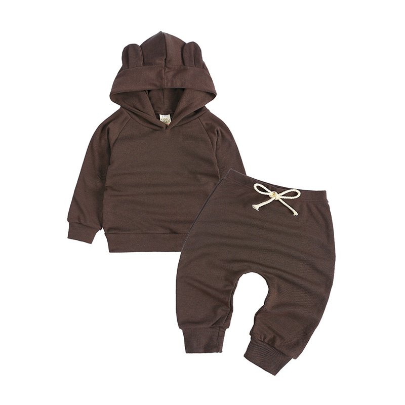 Wholesale solid color baby sets clothes chidren's clothing set soft long sleeve baby boy clothes