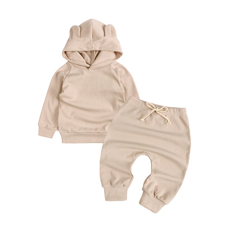 Wholesale solid color baby sets clothes chidren's clothing set soft long sleeve baby boy clothes