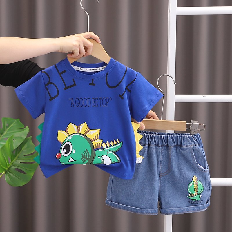 2024 New Summer Baby Clothes for 3 Years Kids ODM Supply Cheap Cartoon Character Outfit Shorts and jeans boys Shorts Sets