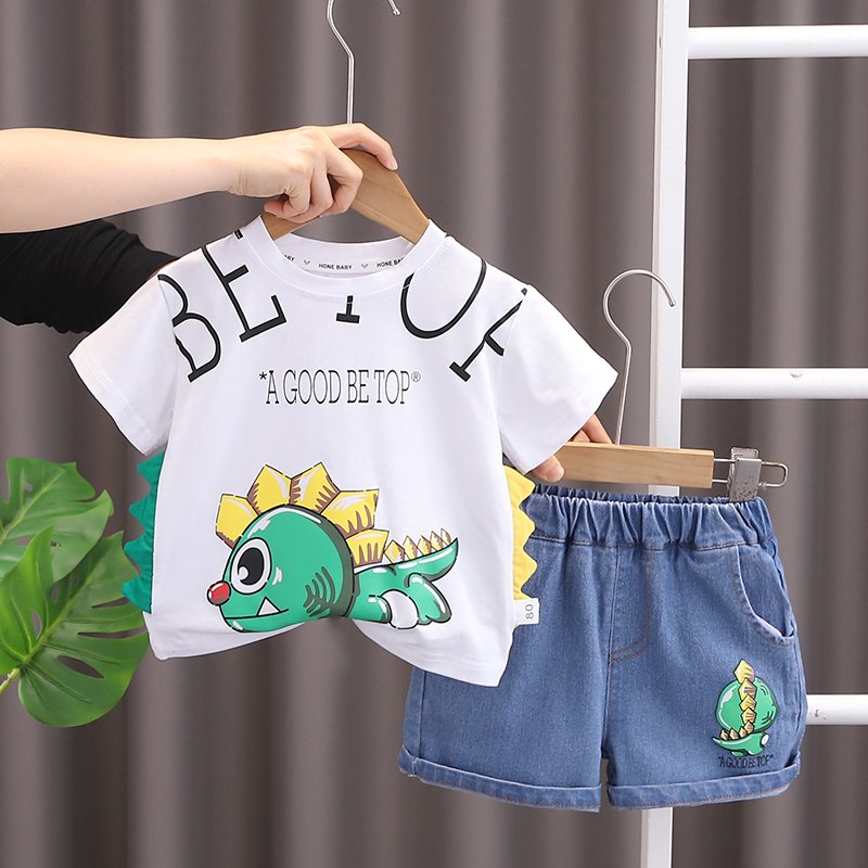 2024 New Summer Baby Clothes for 3 Years Kids ODM Supply Cheap Cartoon Character Outfit Shorts and jeans boys Shorts Sets