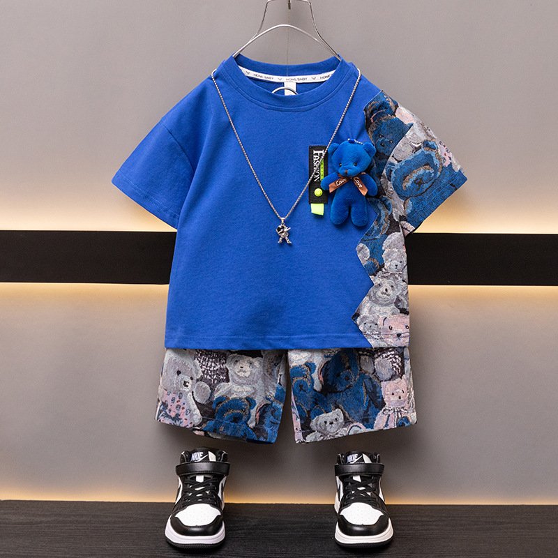 Boys summer suits children summer clothes new baby boy cool handsome clothes short-sleeved two-piece suit