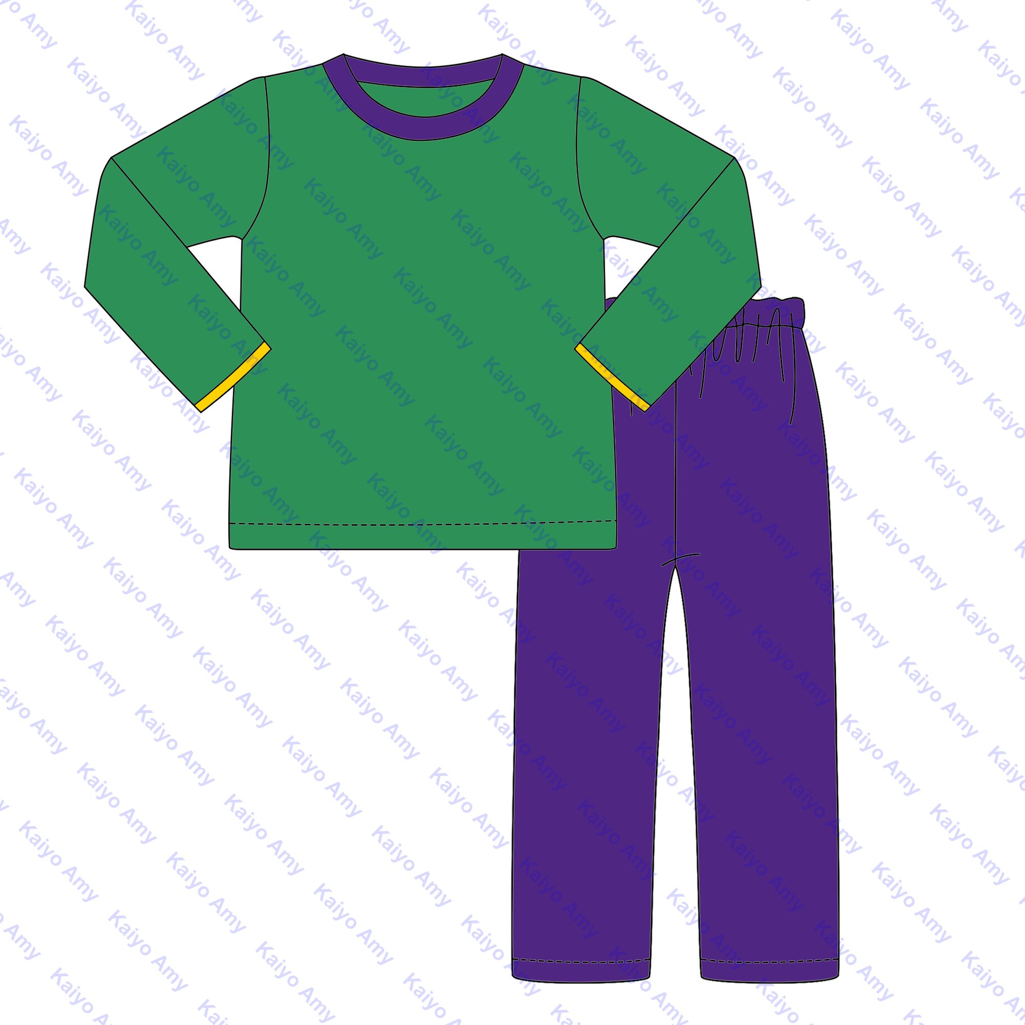 mardi gras clothing purple stripe custom t shirt and long pants boys outfits 2025 spring kids boys clothing set