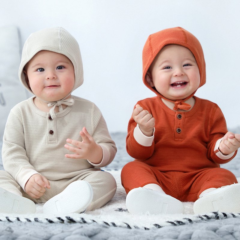 Waffle Spring children's clothing baby suit spring and autumn baby boy autumn clothes two-piece set
