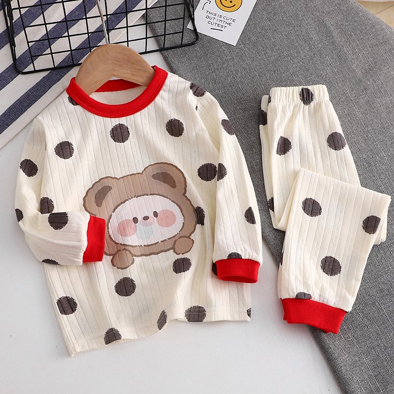 Children's pajama cotton kids pajamas clothes long sleeve baby sleepsuit loungewear set cartoon printing Baby Pajama Set